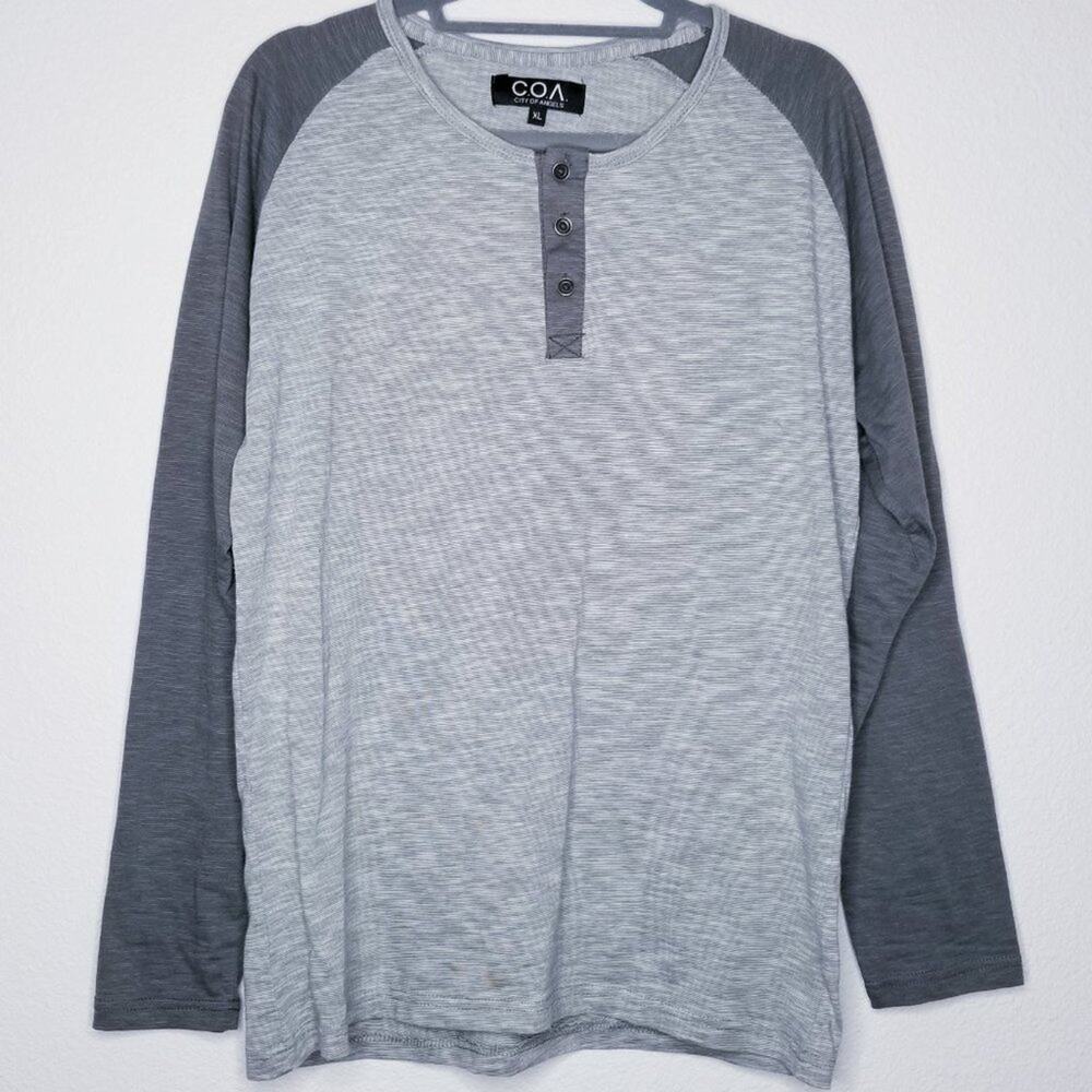 COA City of Angels Long Sleeve Mens Henley Tee, XL